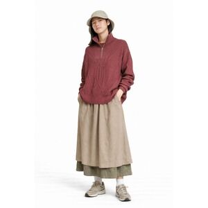 Natural Reflections Burgundy Cable Knit Quarter Zip‎ Sweater Women S Fisherman